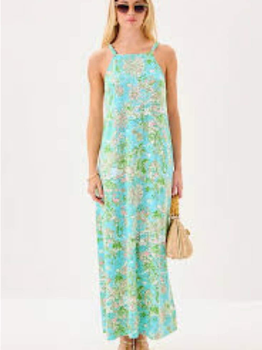 Lily Pulitzer Sleeveless Aqua Floral Maxi Dress
